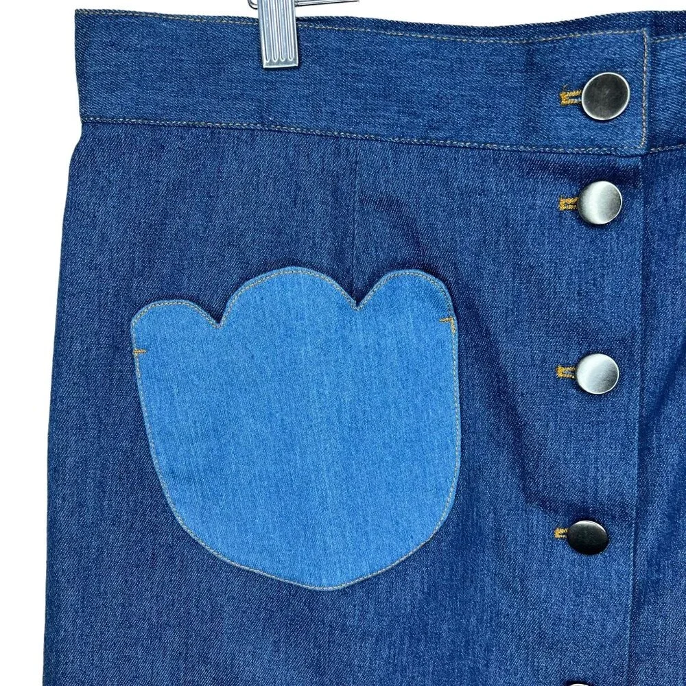 Smak Parlour Plus Size Dark Denim Tulip Match Game Mini Skirt 2X - Picture 3 of 6